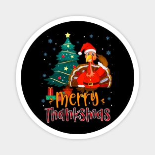 Turkey Santa Xmas Tree Merry Thanksmas Thanksgiving Christmas Magnet